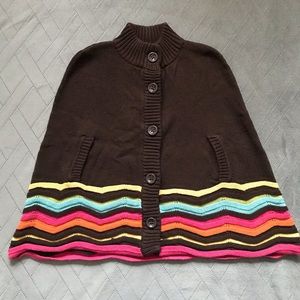 NWT Gymboree Zig Zag Brown Sweater cape Sz 6